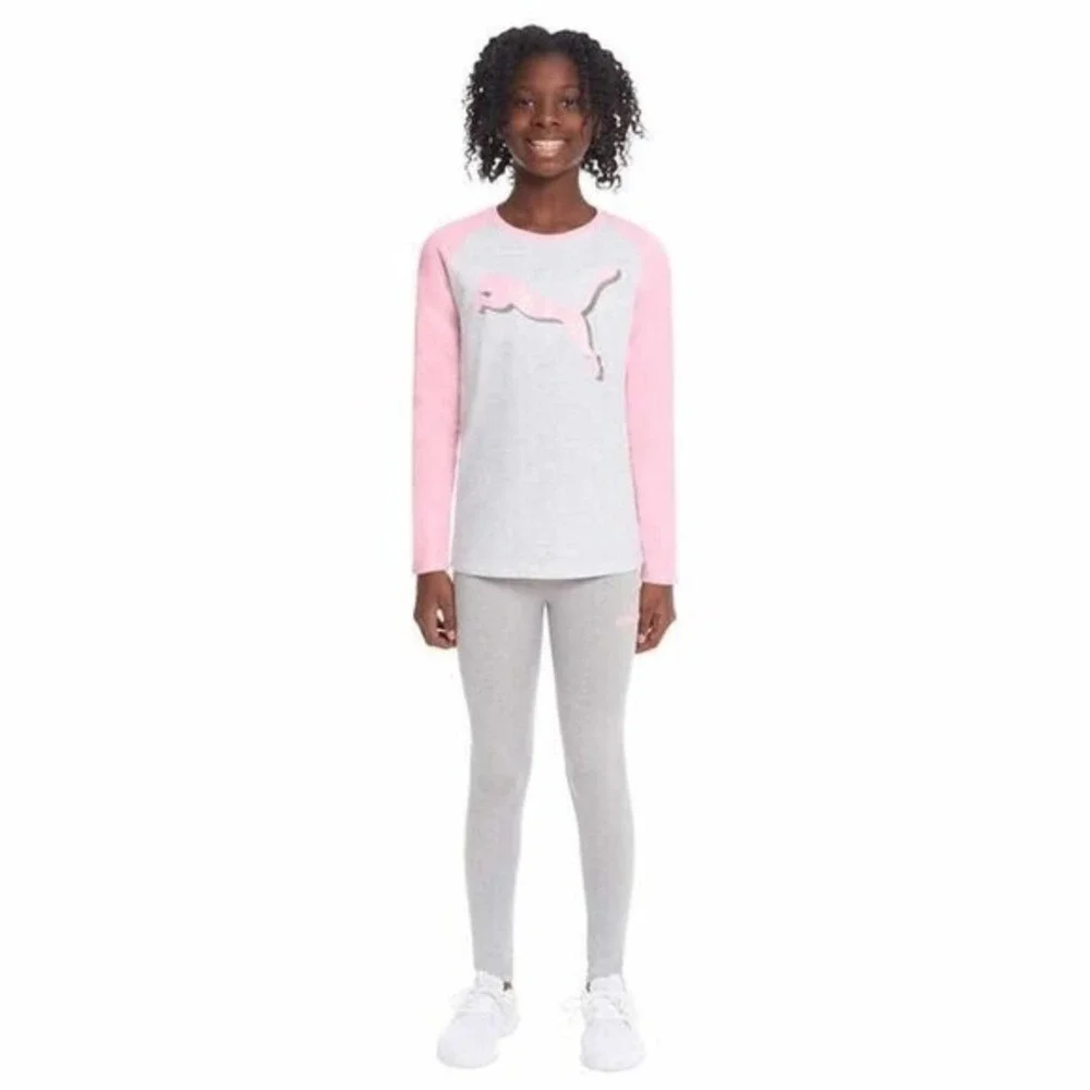 Puma Puffer Vest Shirt Legging Set Kids S 7/8 Pink Purple NEW 3-Piece Activewear - Picture 3 of 7